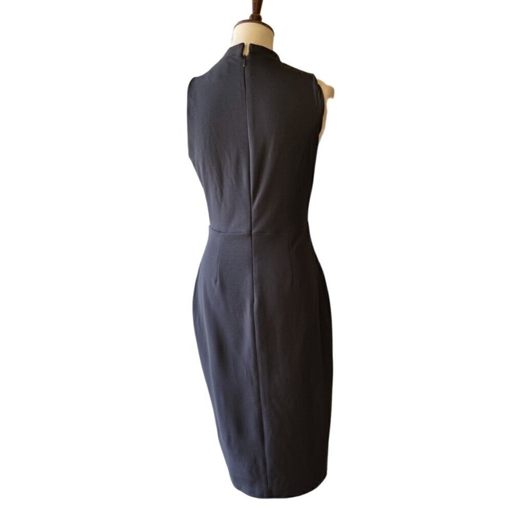 A.B.S Collection Women's Black Knit Storm Mock Neck Side Slit Midi Dress Size 8 - Picture 9 of 15